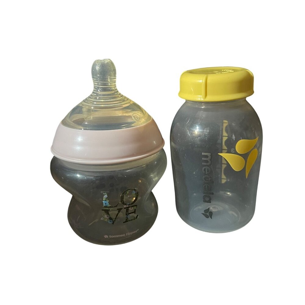 Tommee Tippee & Medela Baby Bottles 5 Oz Capacity Each Silicone Nipples Yellow